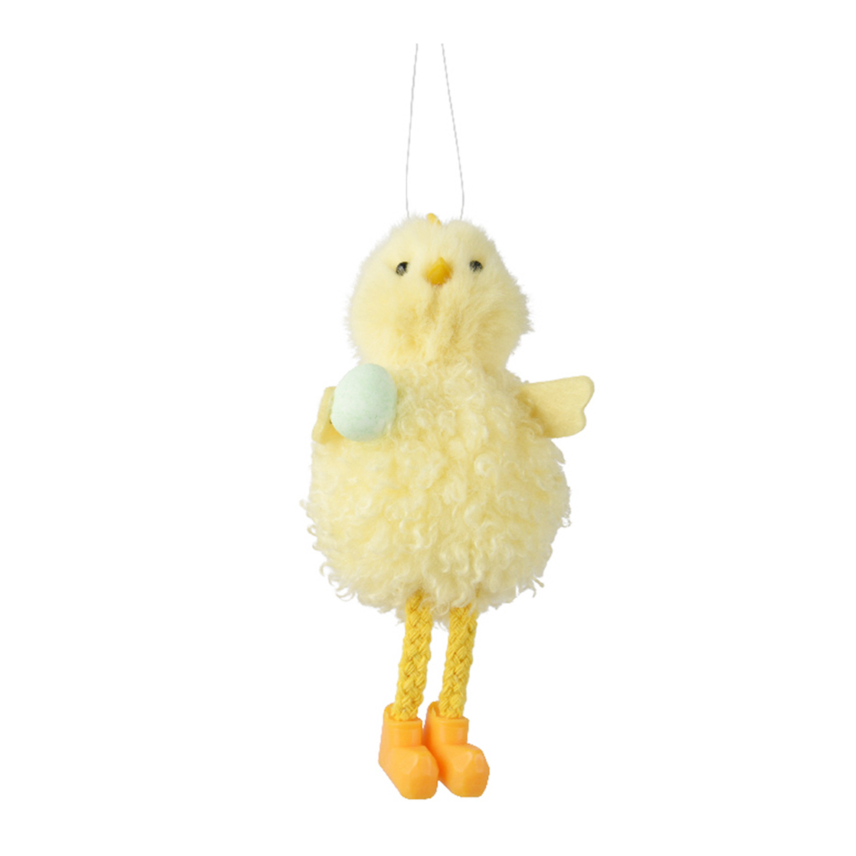 Deko Huhn mit Ball und Bammelbeine, Plüschhuhn mit Ball grün, 14cm, Hänger