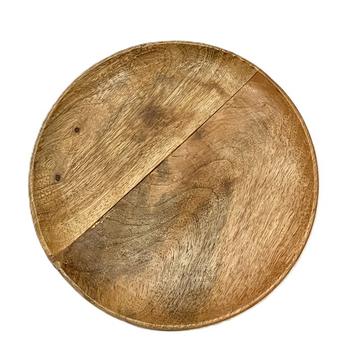 Holzteller rund, Schale mit kleinem Rand aus Mangoholz, kleiner Platzteller, Ø22cm
