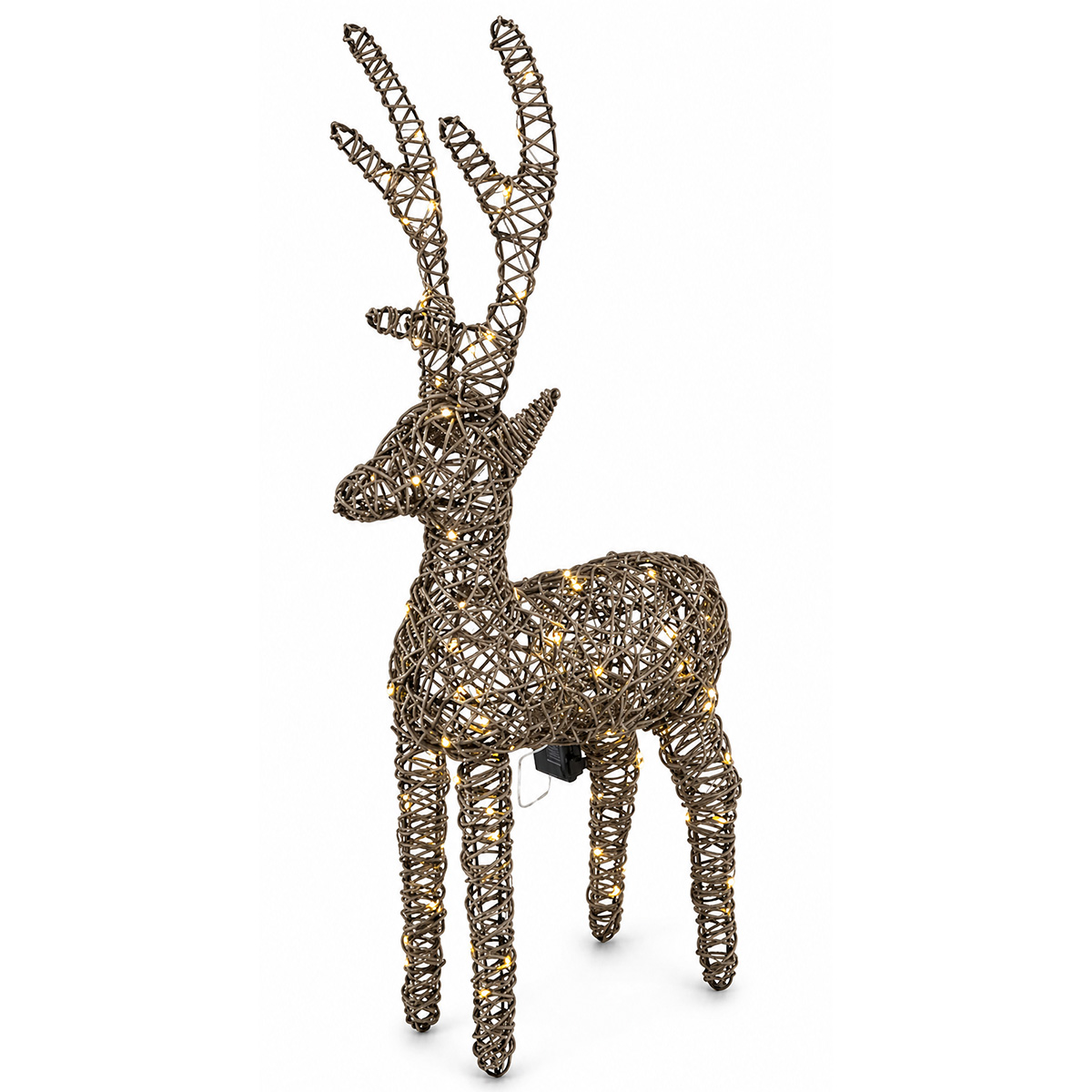 LED Rentier, großer beleuchteter Hirsch aus Rattan, 115cm, Outdoor-geeignet