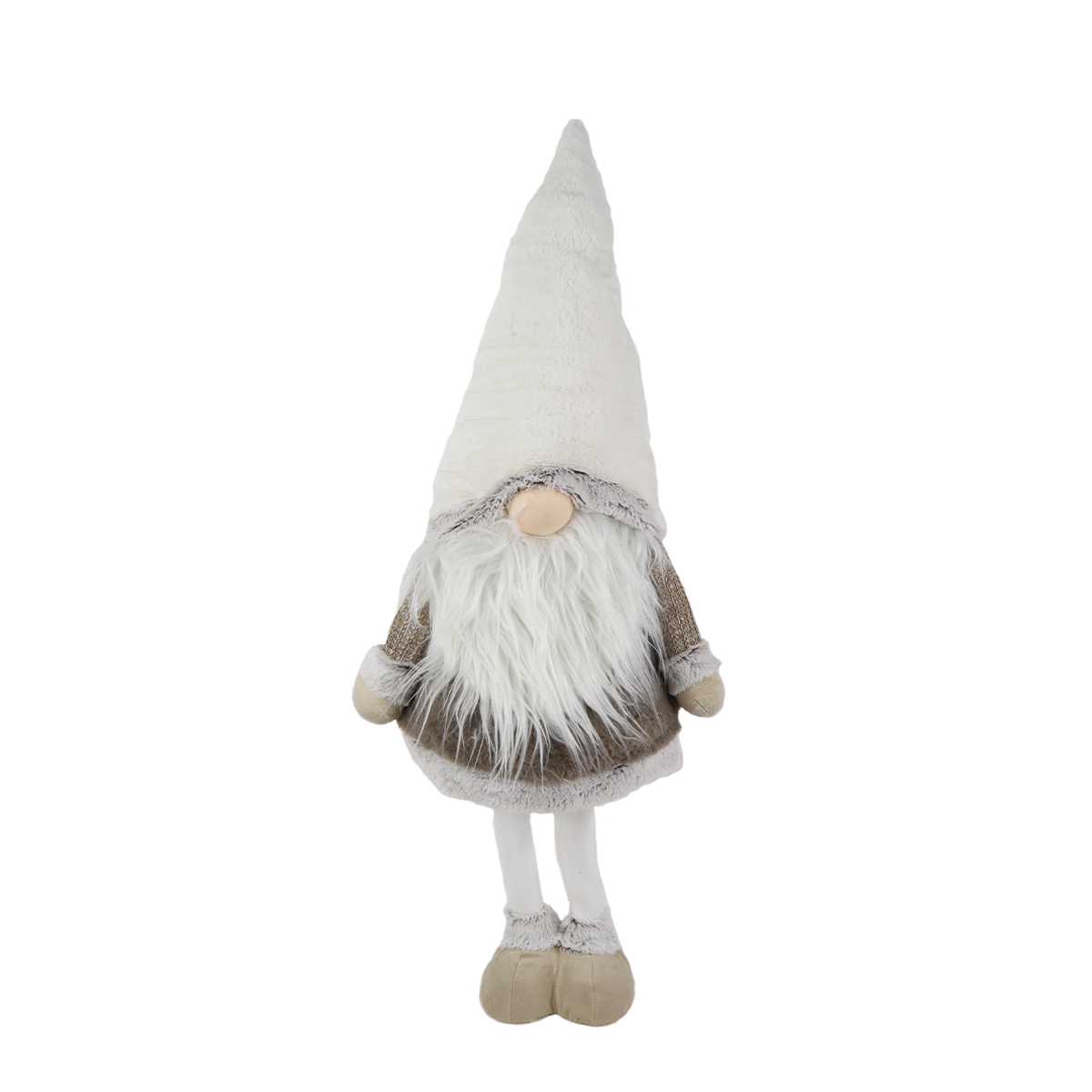 Deko Wichtel, großer Winterwichtel mit langem Bart, weiß-braun, 150cm