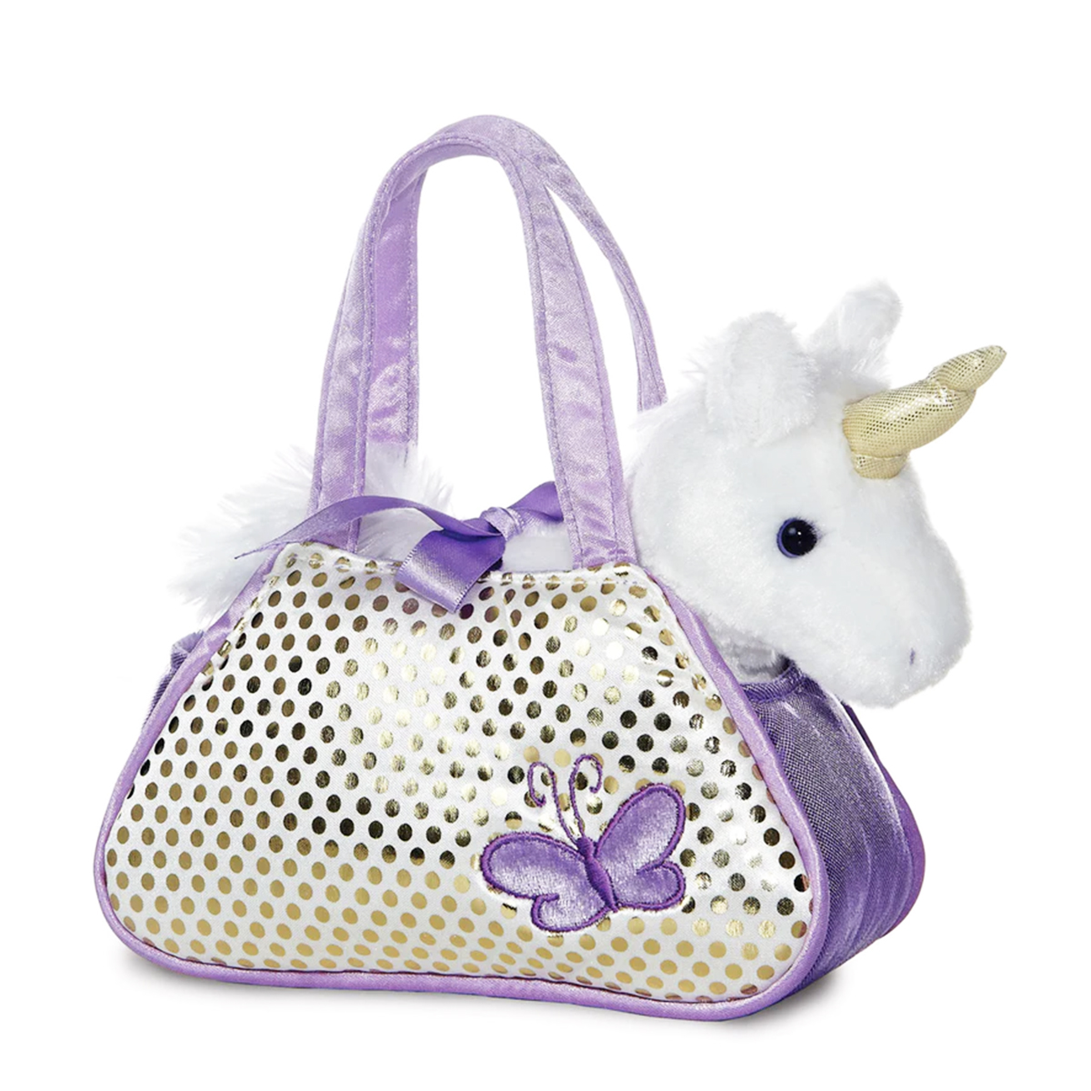 Plüsch Tasche mit Stofftier Einhorn Unicorn weiß, Fancy Pals, 20cm, Aurora World