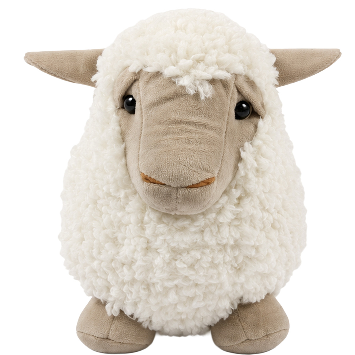Türstopper sitzendes Schaf - flauschiger Türhalter aus Plüsch in Creme