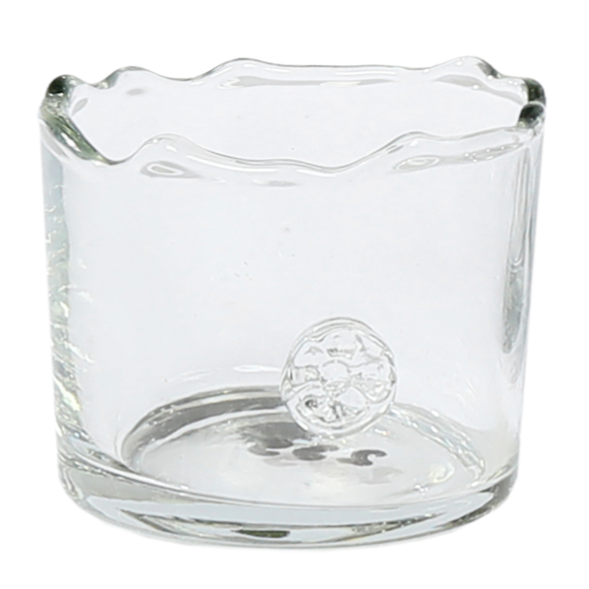 Windlicht Glas Organic mit unregelmäßigem Rand und Button, 10cm, WMG Grünberger