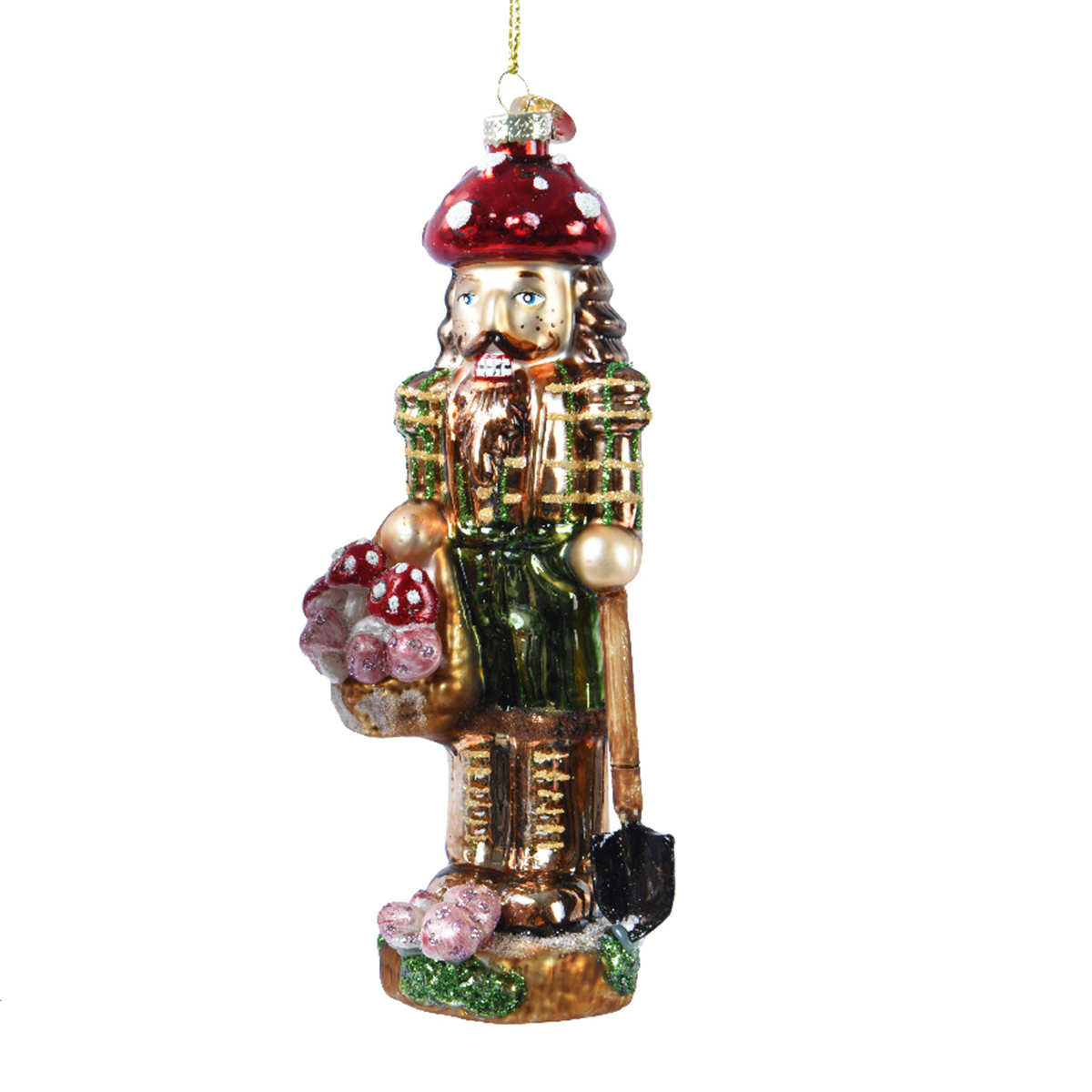 121271-1_01J6QAWBDV9D21BH8S6BTNBV7E3hWsSDzQcEPqT Baumschmuck Weihnachtsfigur Nußknacker mit Pilze, 15cm, Kaemingk