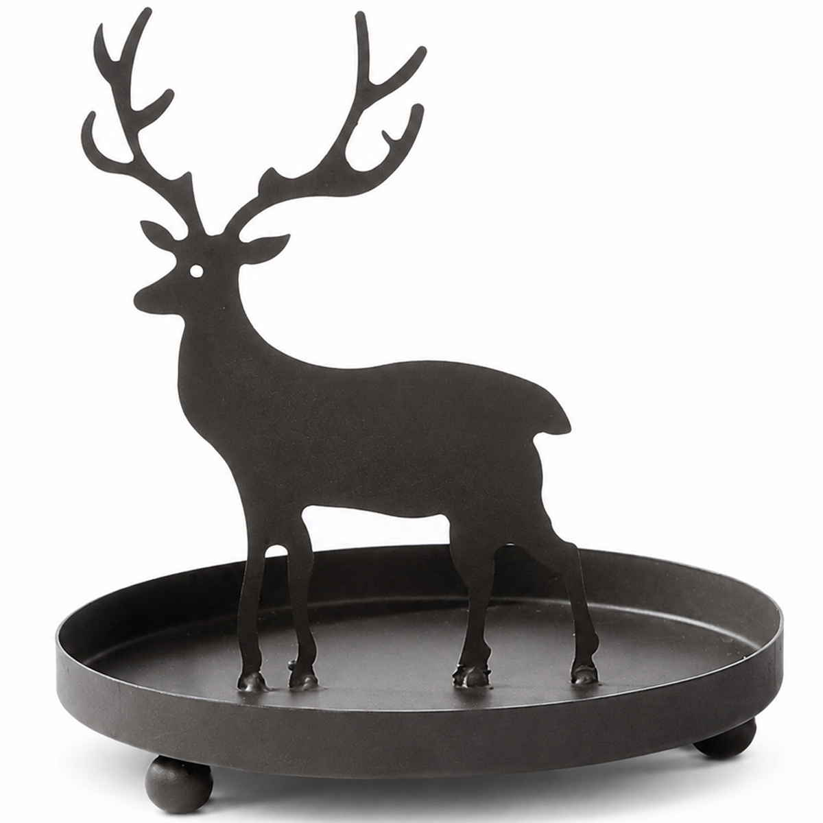 Dekoschale mit Hirsch aus Metall, filigrane Schale im Landhausstil, WMG Grünberger