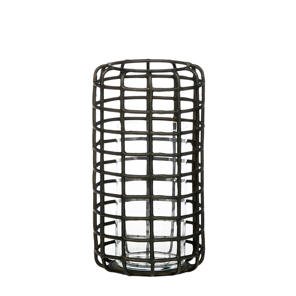 Metallvase Gitteroptik Zenon, Blumenvase antik look bronze, 30cm, WMG Grünberger