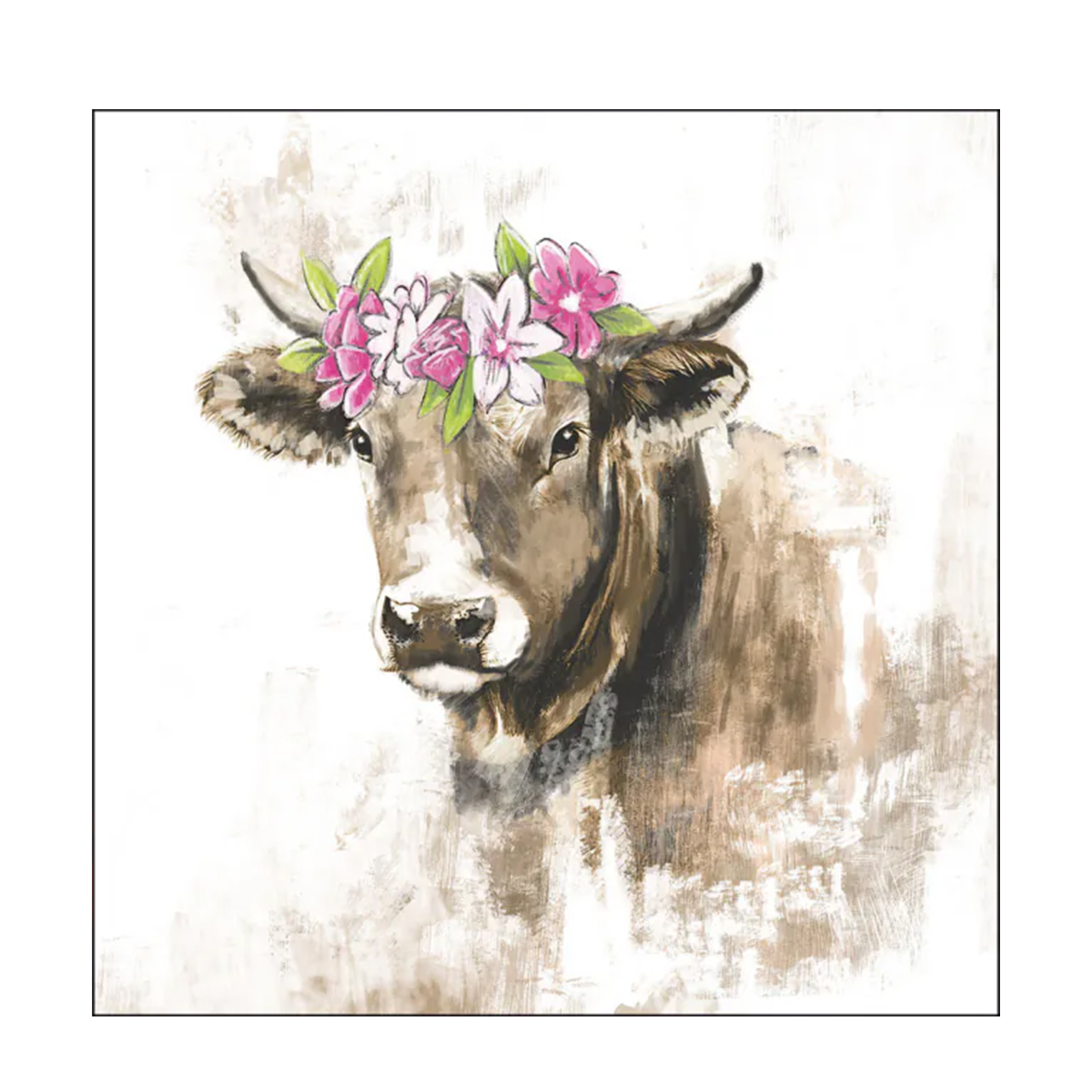 Ambiente Papierservietten Kuh Berta mit Blütenkranz, 33x33cm