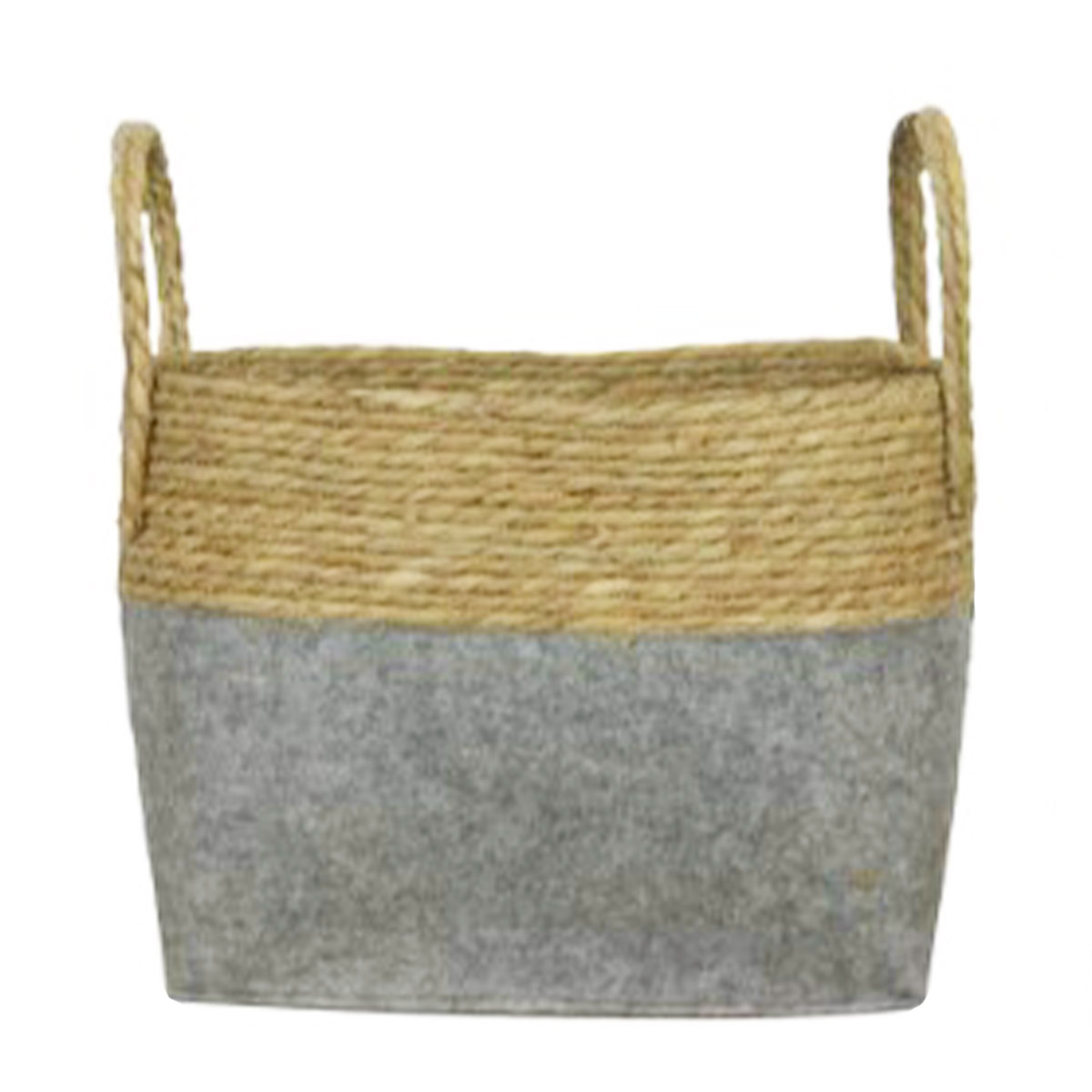 Korb Seegras und Filz, Henkelkorb natur-grau, 41x20cm, DIJK Natural Collections