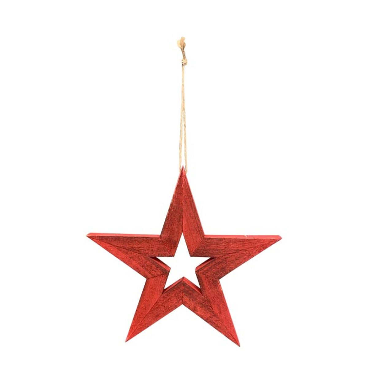 Deko Holzstern Weihnachten, rustikaler Weihnachtsstern used look rot, Sternhänger, 20cm