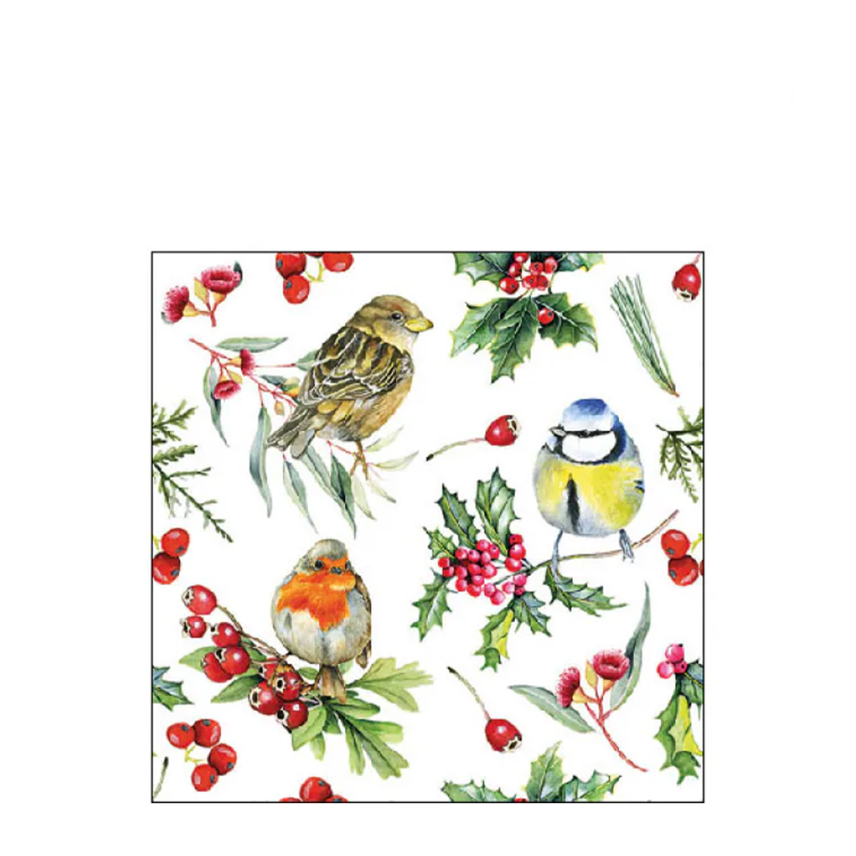 Ambiente Servietten Winter,  Birds in winter, 25x25cm