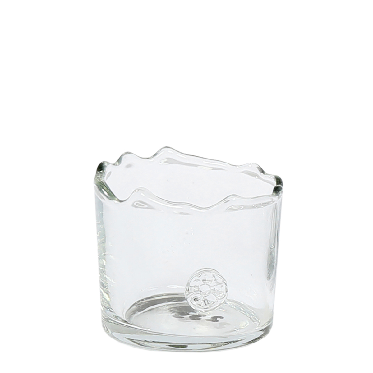 Windlicht Glas Organic mit unregelmäßigem Rand und Button, 6cm, WMG Grünberger