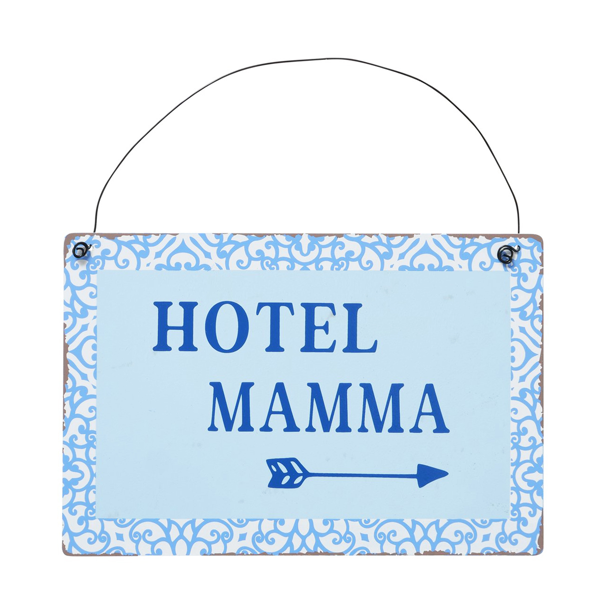 Metallschild mit Spruch: Hotel Mamma, Schild Capri blau, Hänger, Boltze Home Collections
