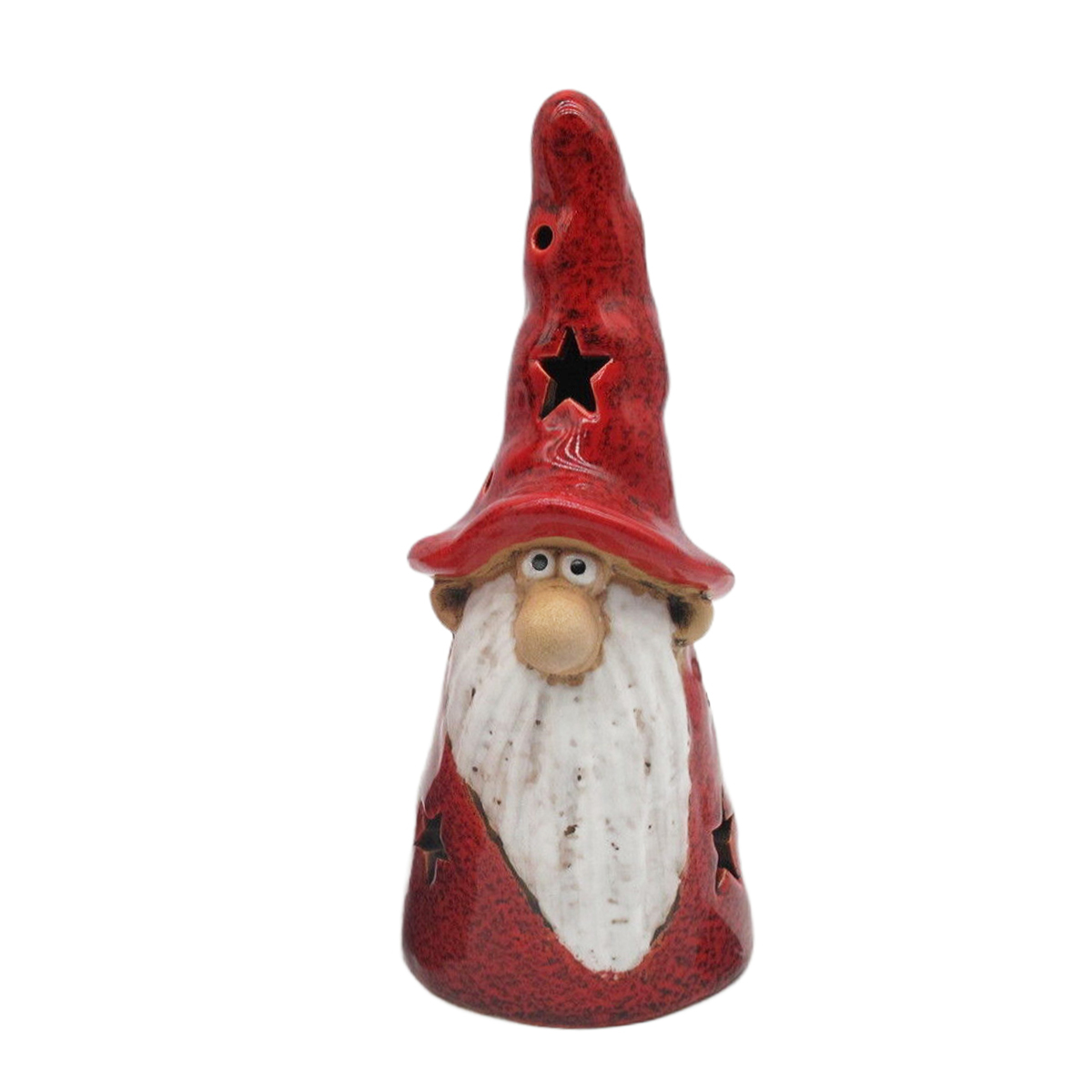 Deko Teelichthalter Wichtel Santa Marta rot, Keramikwichtel Weihnachten, 19cm