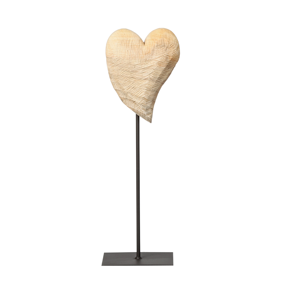 Deko Herz Naturholz sägerau, Holzherz auf Ständer, 90cm, WMG Grünberger 