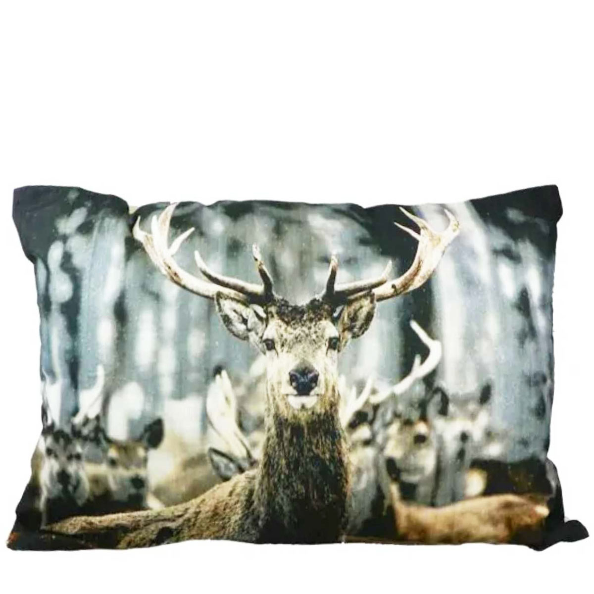 Kanevas Kissen Hirsch, Winterhirsch im Rudel, 40x60cm, Mars & More