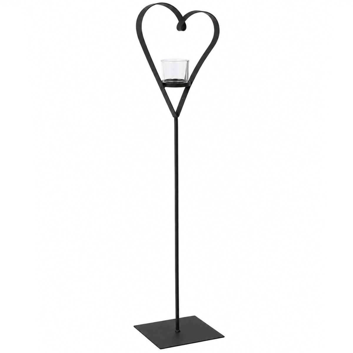 Deko Windlicht Herz Diana, geschwungenes Metallherz auf Metallständer, 135cm, WMG Grünberger