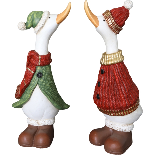 Weihnachtsgans im Strickpullover - Das fröhliche Gänse-Duo für eine gemütliche Weihnachtszeit