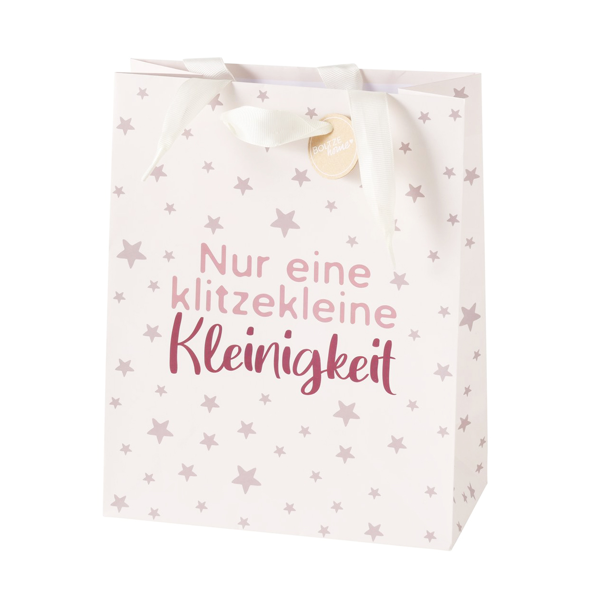 Geschenktüte Mitbringsel, Papiertüte: Nur eine klitzekleine Kleinigkeit, 20x25cm, Boltze Home Collections