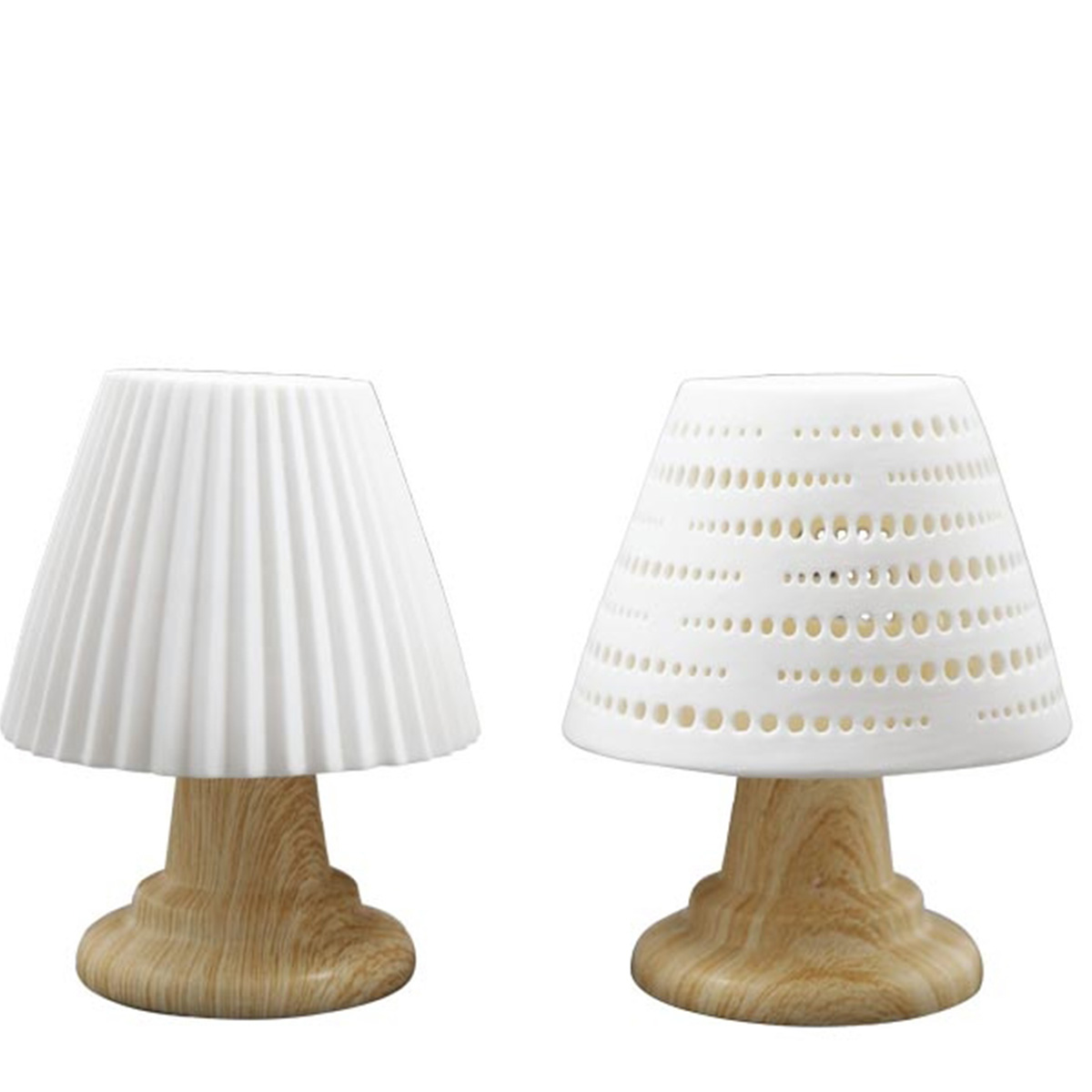 LED Porzellan-Lampe durchscheinend, batteriebetrieb, Timerfunktion, 15cm