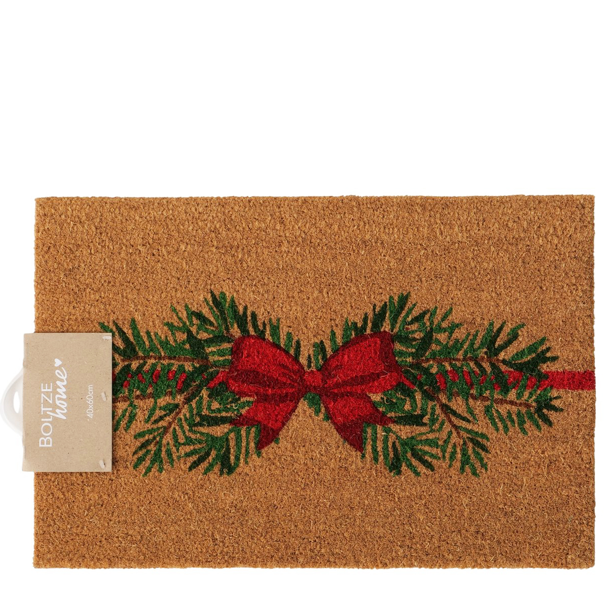 Kokos Fussmatte Noelle, Matte Weihnachtschleife, 60cm, Boltze Home Collections