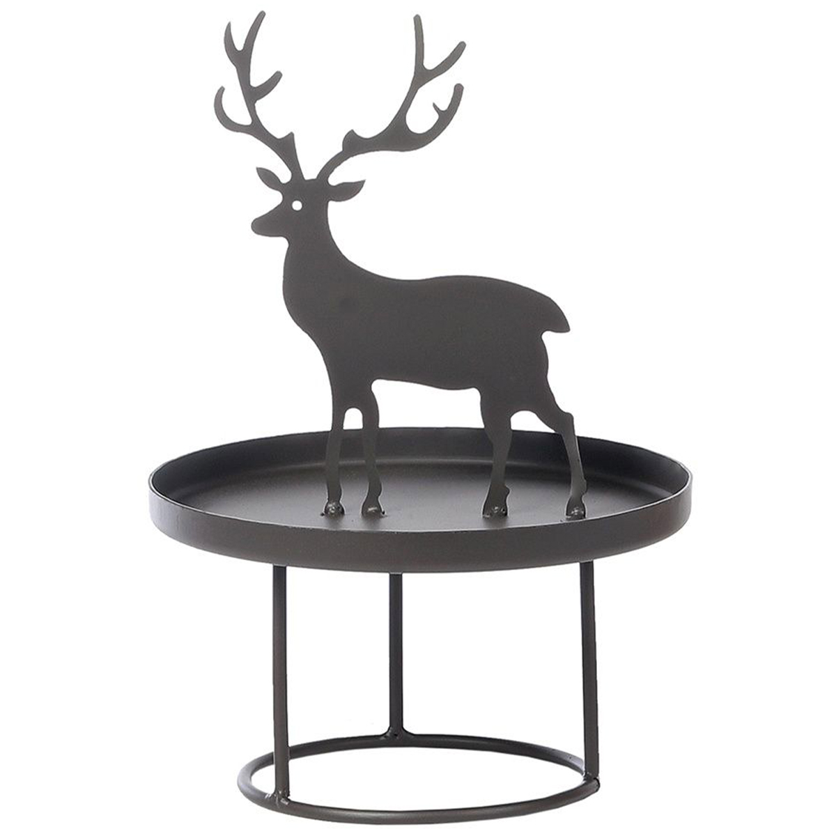 Etagere mit Hirsch aus Metall, dekoratives Tablett im Landhausstil, WMG Grünberger