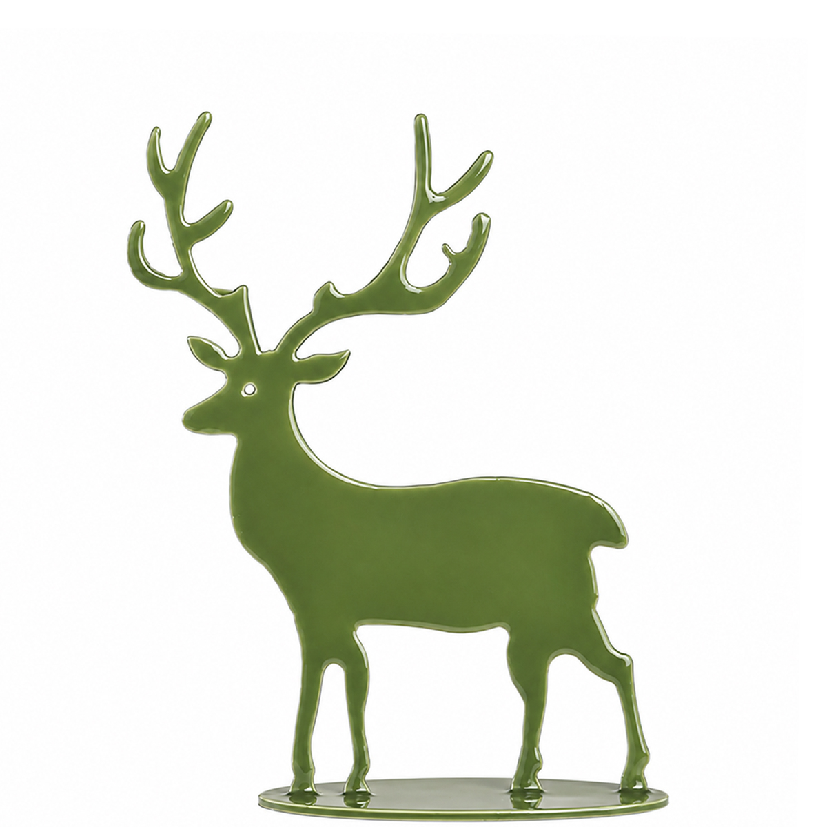 Deko Hirsch Clement, glänzender Metallhirsch moosgrün, 20cm, WMG Grünberger