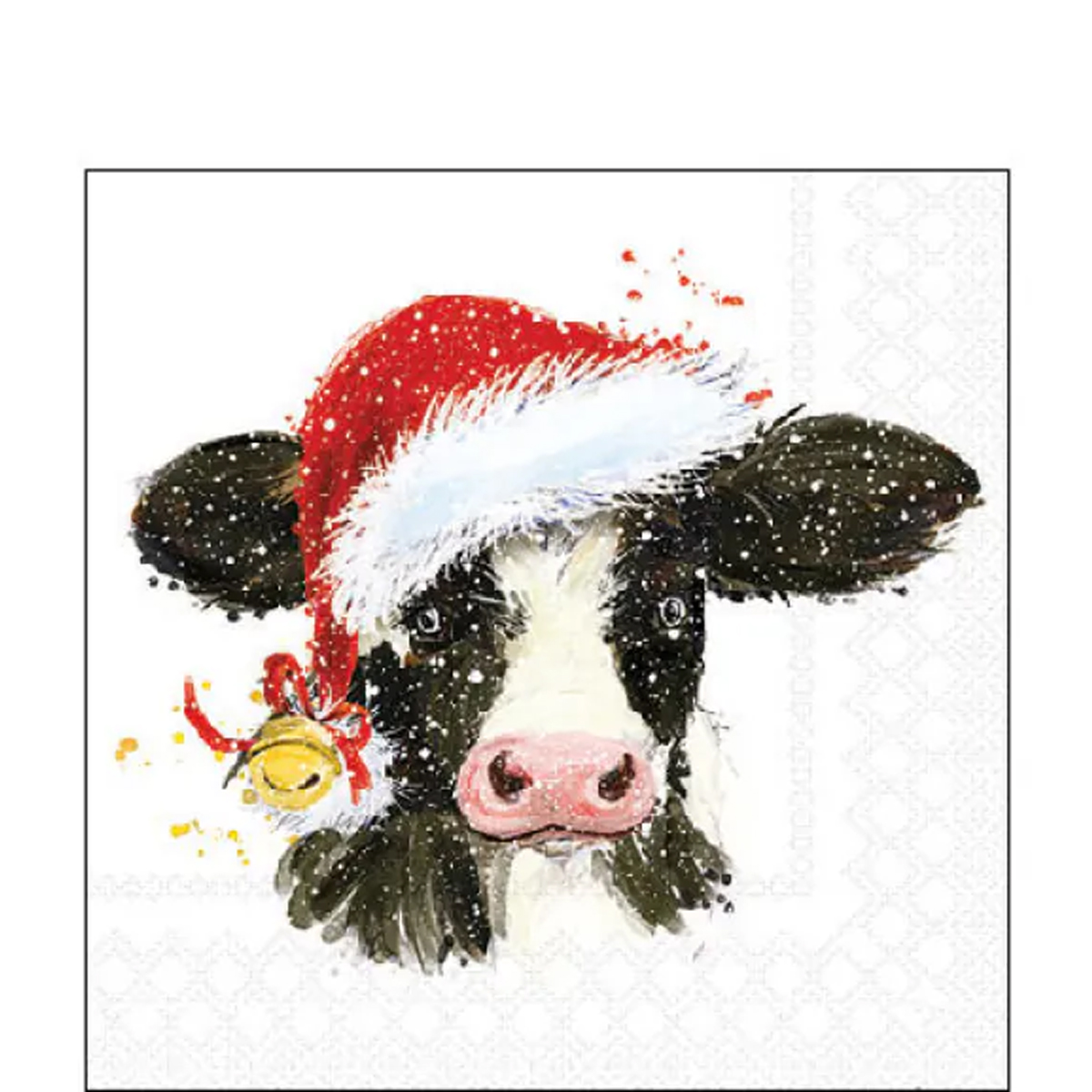 Ambiente Servietten Weihnachtskuh, Christmas cow bell, 25x25cm