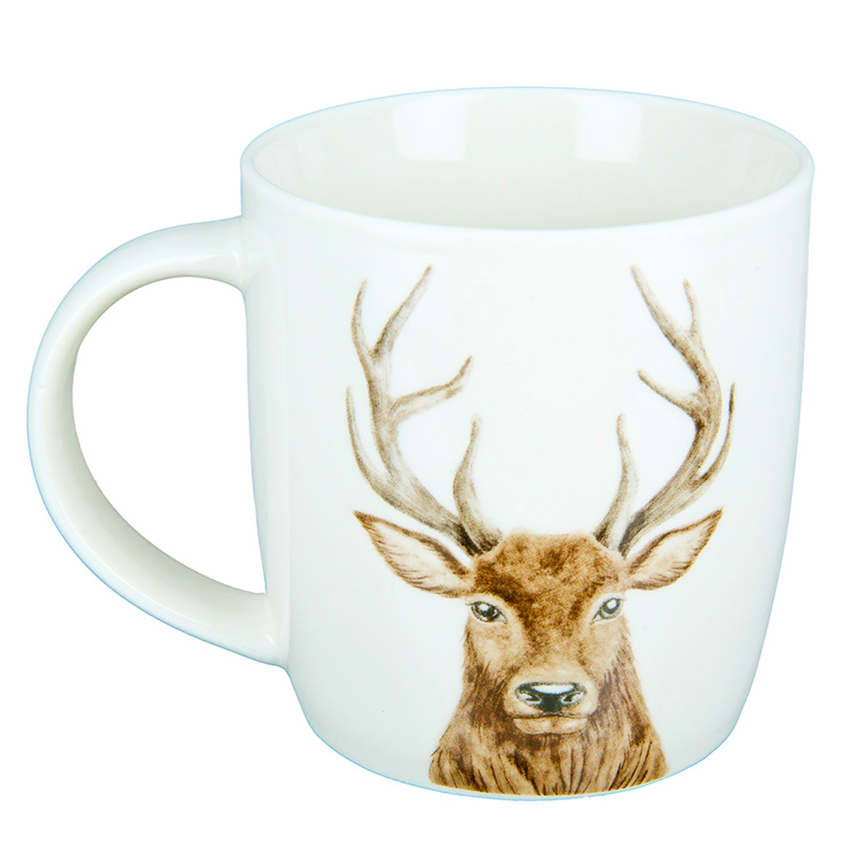 Tasse Hirsch, Henkelbecher mit Hirschkopf, Porzellantasse, 380ml, Gilde Handwerk