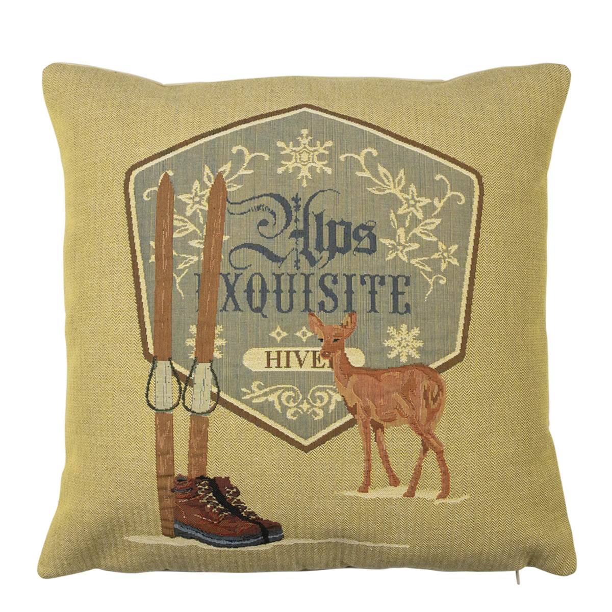 Gobelin Kissen Ski und Hirsch, Alps Exquisite, 45x45cm, Mars & More