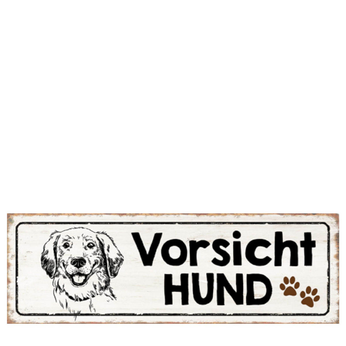 052-1100_01JRJFQR9NYBPZM4X8AHX3FTSGKcWUmBT3HAHX2 Metall Schild mit Spruch: Vorsicht Hund, 30x10cm, Hänger, Gerrys Garden
