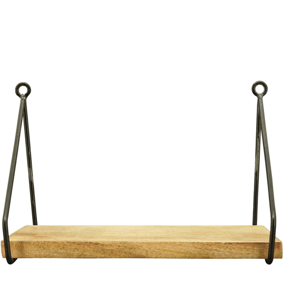 Holz Wandregal Puri, schlichtes Holzbrett mit Metallbügel, 30x20cm, Metall-Holz