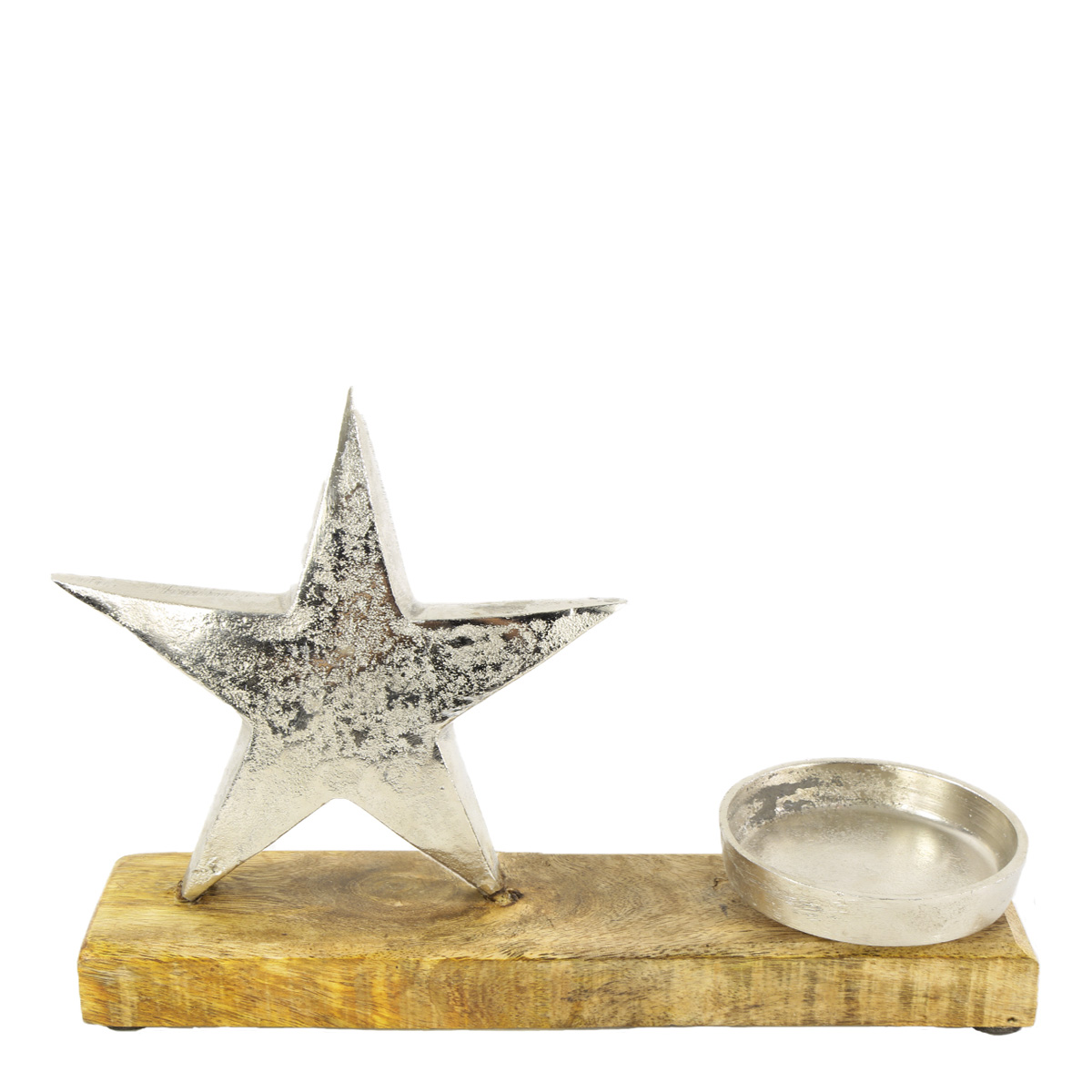 Deko Kerzenhalter mit silbernem Stern, Metallstern Weihnachten, 23x15cm