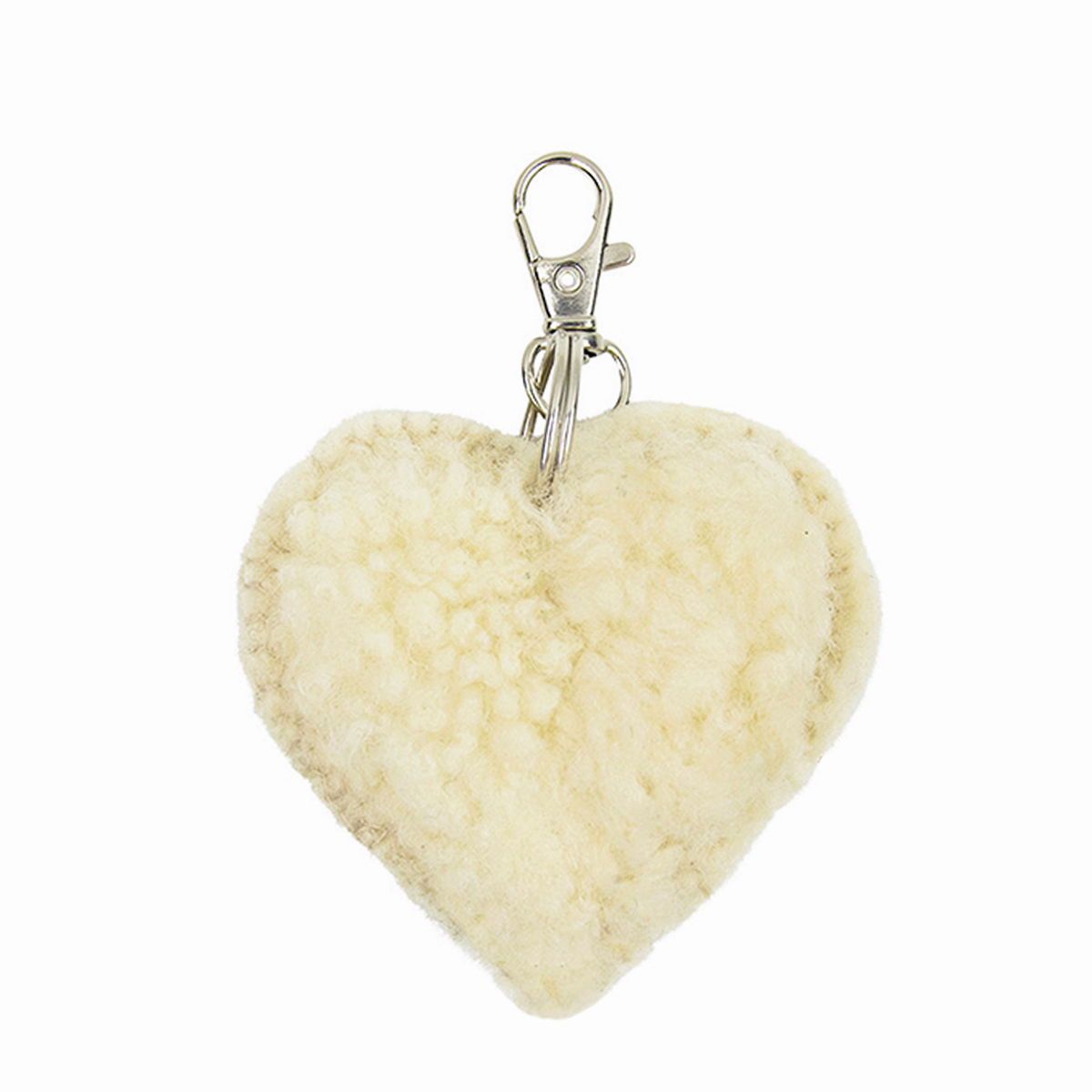 Schaffell Schlüsselanhänger Herz, Plüschherz creme, 6x6cm, Mars & More