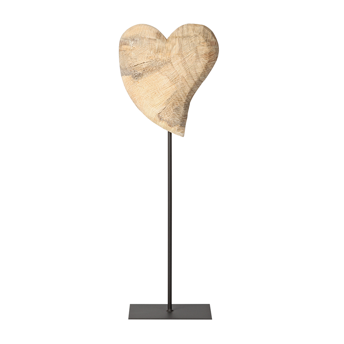 Deko Herz Naturholz sägerau, Holzherz geschwungen auf Ständer, 130cm, WMG Grünberger