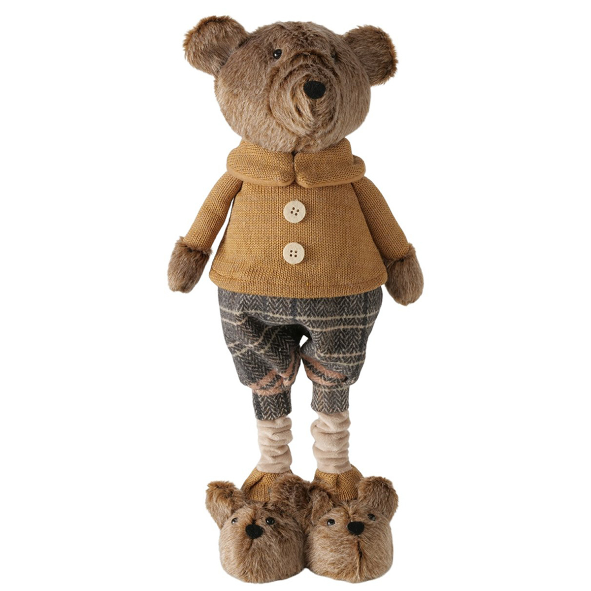 Deko Teddybär mit Pumphose und Hundeschuhe, Teddyjunge mit Teleskopbeine, 54cm, Boltze Home Collection