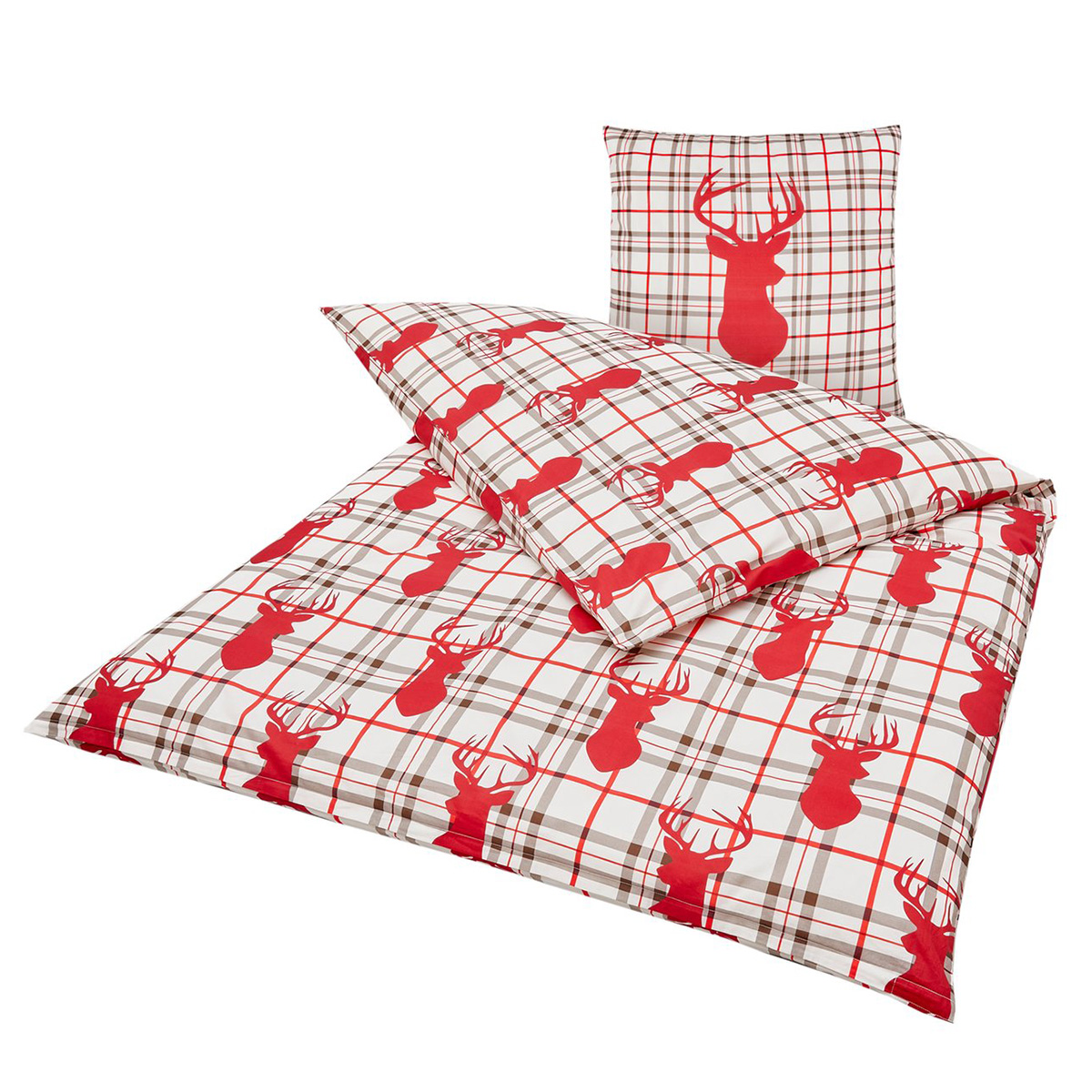 Bettwäsche Hirsch Kitzbühl, karierte Bettwäsche im Landhausstil, 200x135cm, Boltze Home Collections