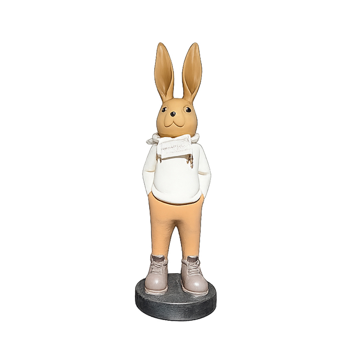 Deko Hase mit Hoody, cooler Osterhase aus Polyresin, 31cm