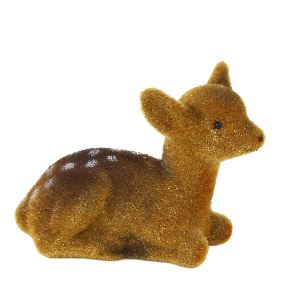 Deko Reh Bambi samtlook braun, kleines Kunststoffbambi liegend, 7cm