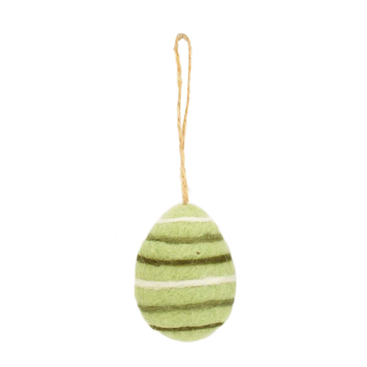 Deko Ei, Osterei aus Filz, hellgrün mit Ringel, 5x7cm, Hänger, DIJK Natural Collections