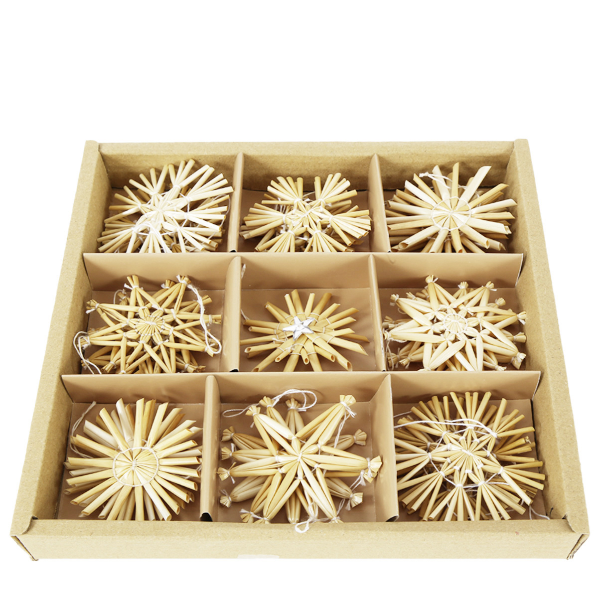 E06424_01JBEGFVWRV4N40ABJNK6THJRMWehfPB5NGWQ95 Deko Strohsterne Weihnachten, Strohsterne Natur, Ø6cm, Set/24