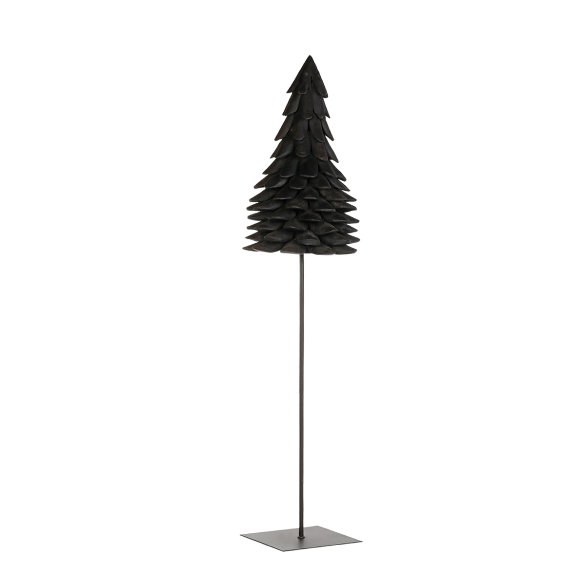 Deko Tannenbaum Teak schwarz, Tanne aus Naturholz auf Eisenständer, 150cm, WMG Grünberger