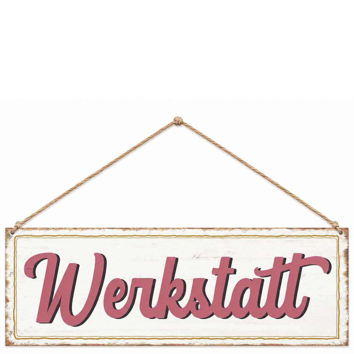 Metallschild mit Spruch: Werkstatt, 30cm