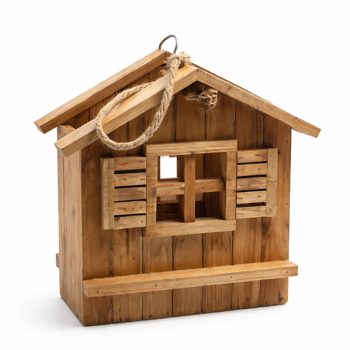 Pflanzkorb rustikale Holzhaus mit Sisalhenkel