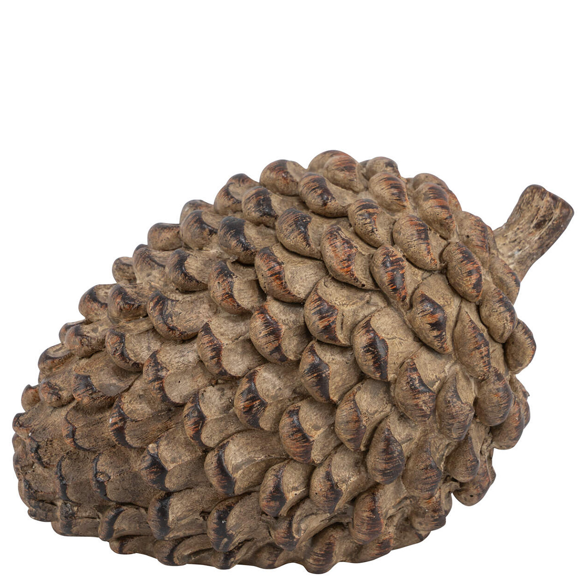 Deko Zapfen liegend, brauner Kiefernzapfen aus Polyresin, 9cm  