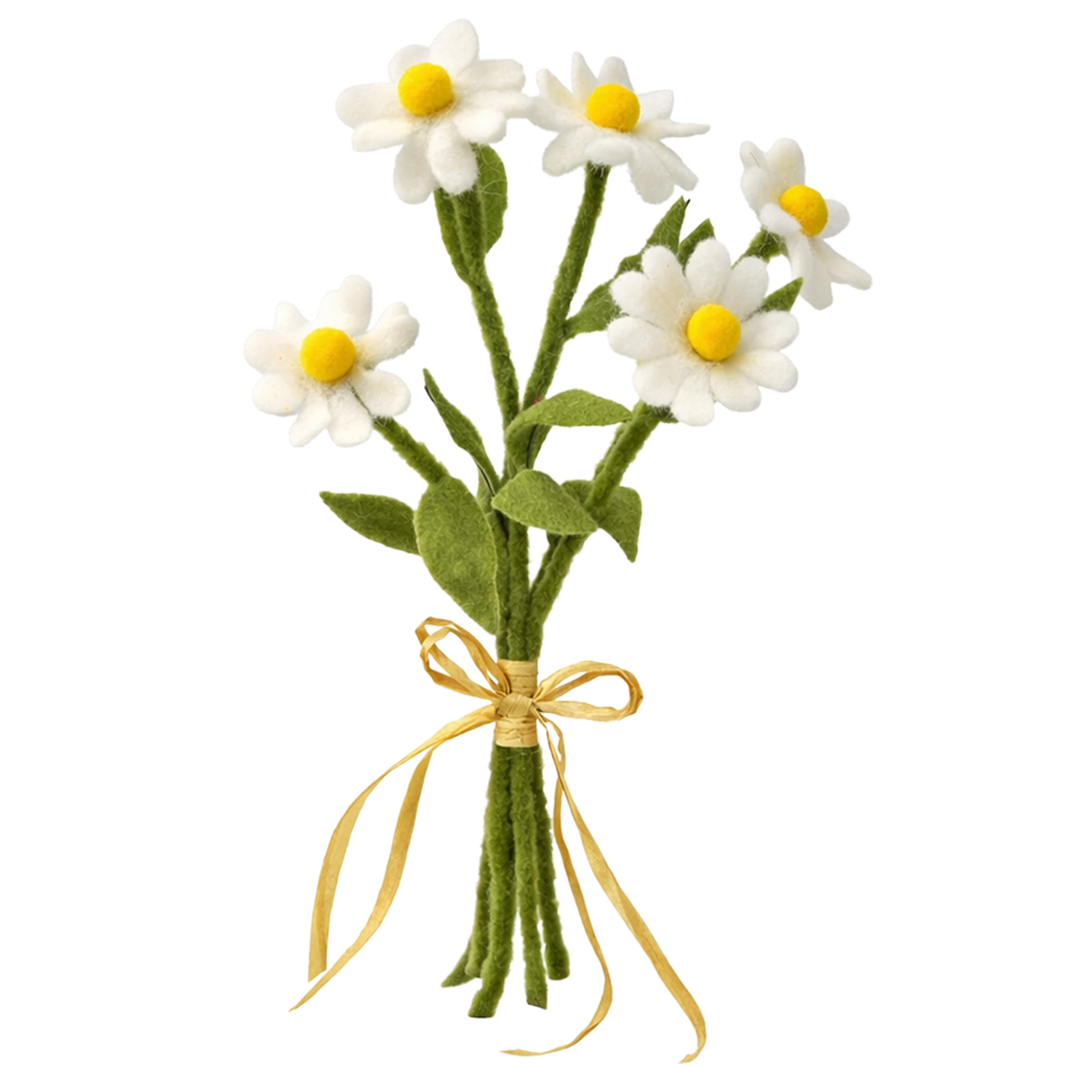 Deko Blumenstrauß Margeriten, Filzblumen-Strauß weiß-gelb, 33cm