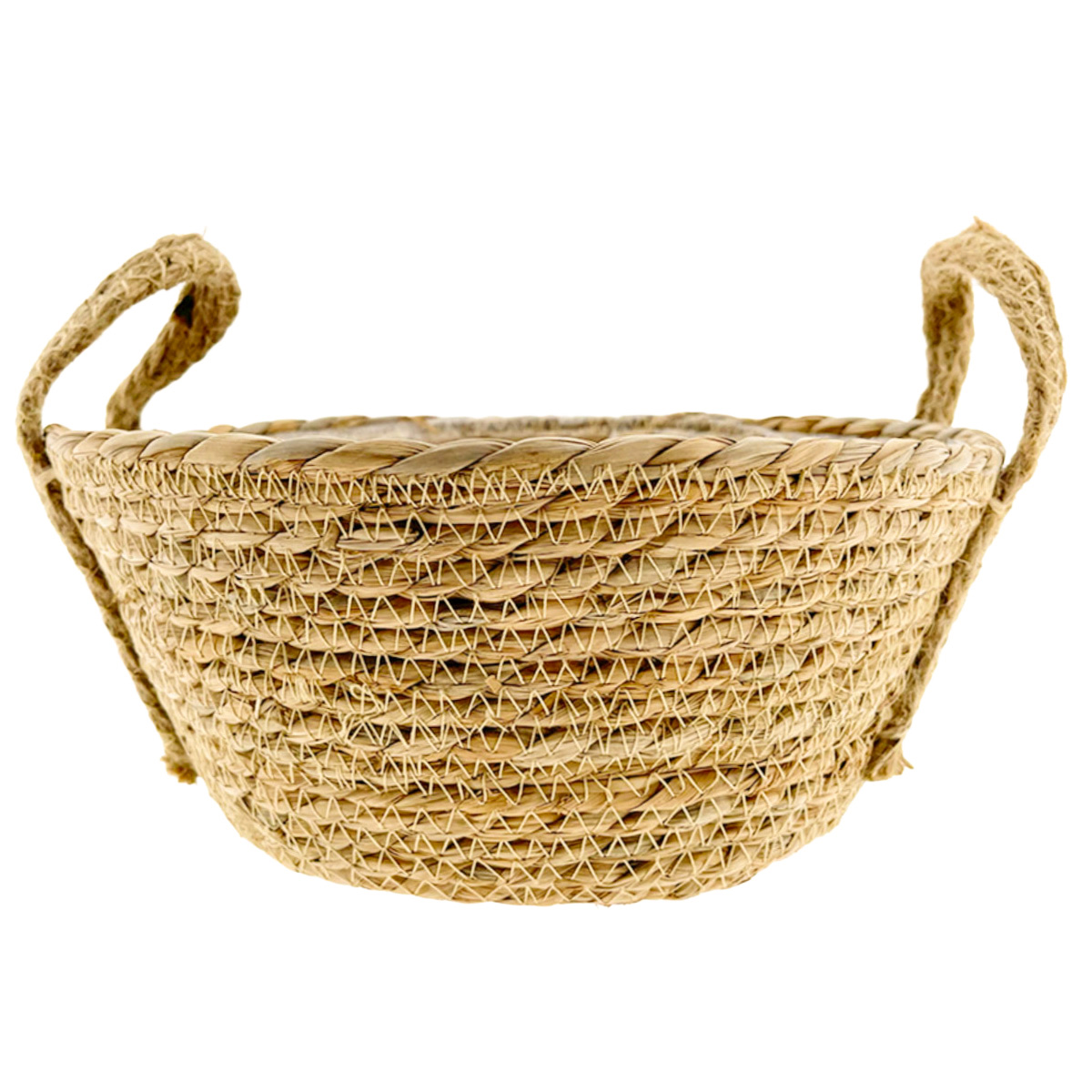 Pflanzkorb aus Schilfgras mit Henkeln, Naturkorb mit Folie, Ø24cm