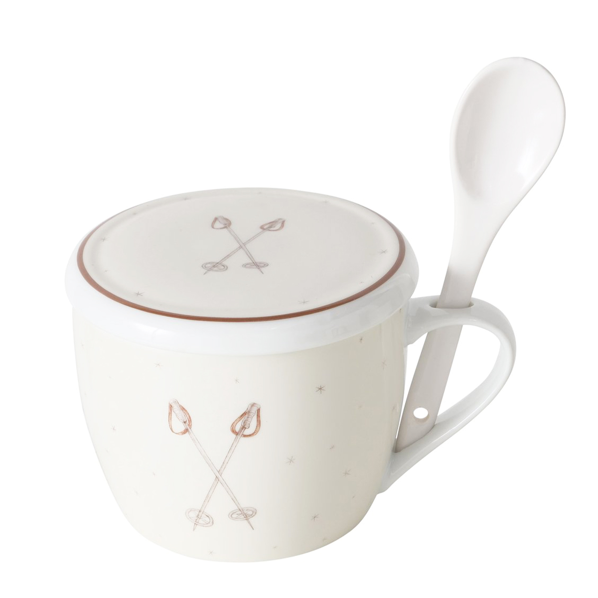 2041241SKI-1YBkFAIdqQgHRu Jumbobecher Mountains Skistöcke, Henkelbecher mit Löffel und Deckel, 600ml, Boltze Home Collections