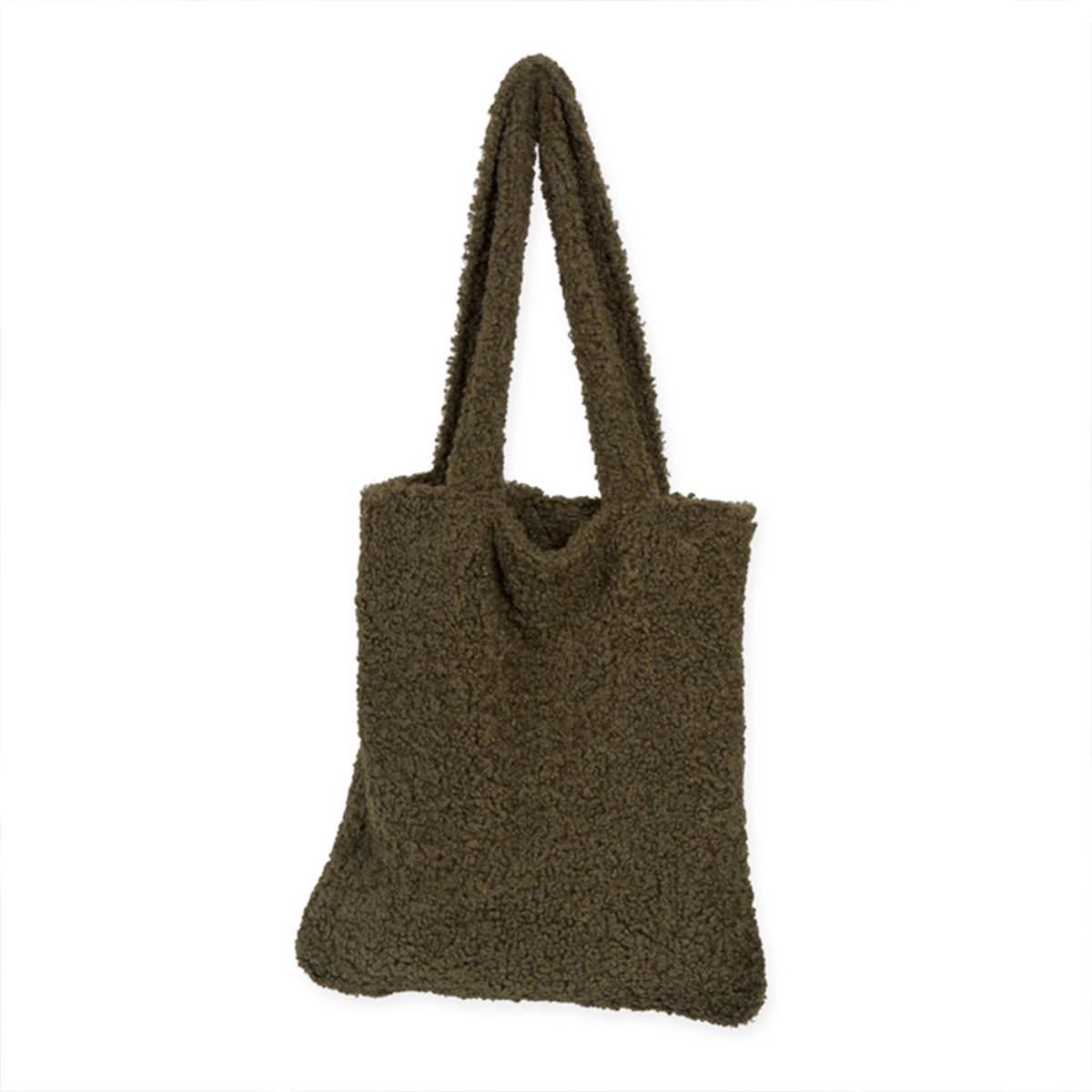 Teddytasche, Schultertasche, Shopper aus Teddyfell, dunkelgrün