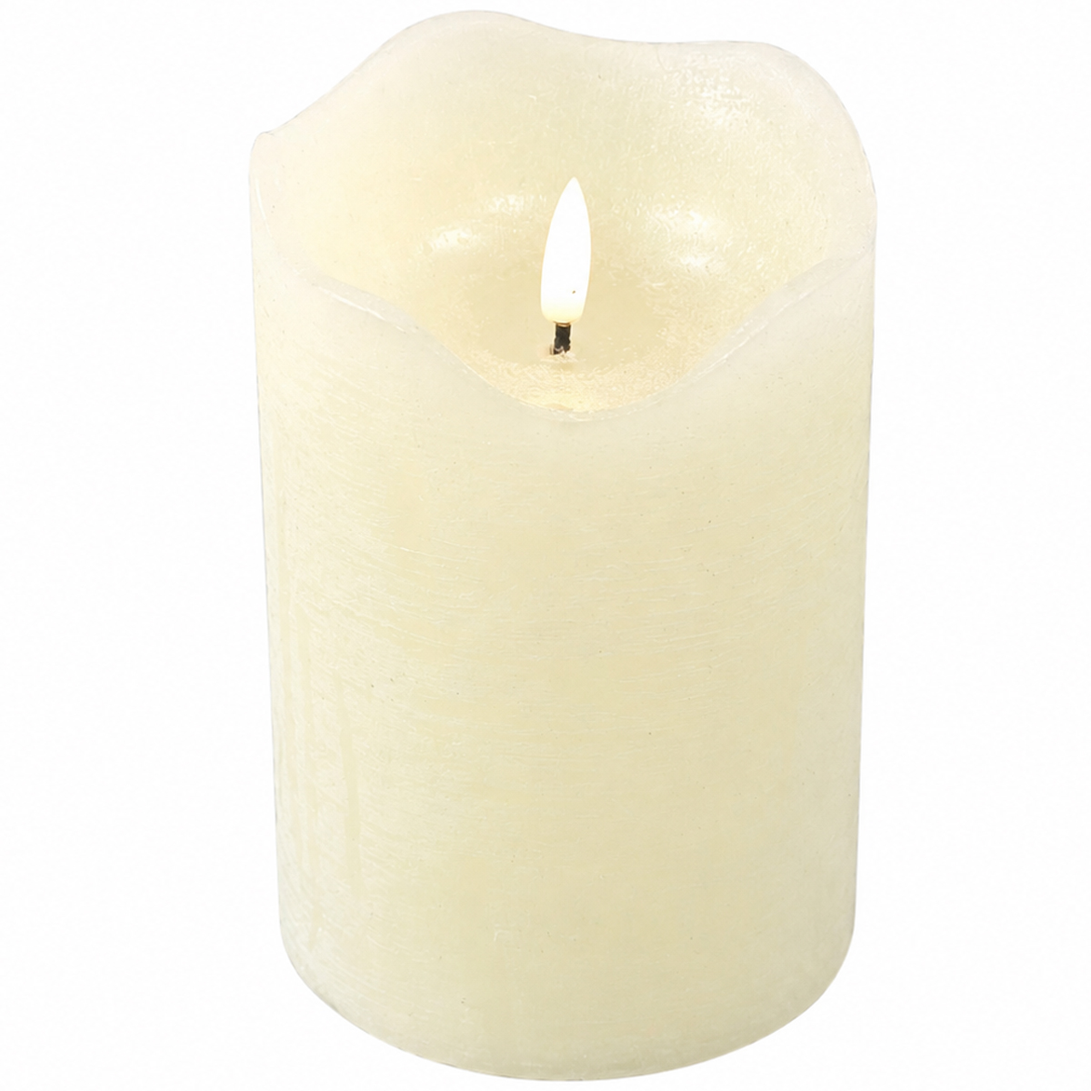 LED Stumpen Rustikal, Echtwachs-Kerzen Creme, 15cm