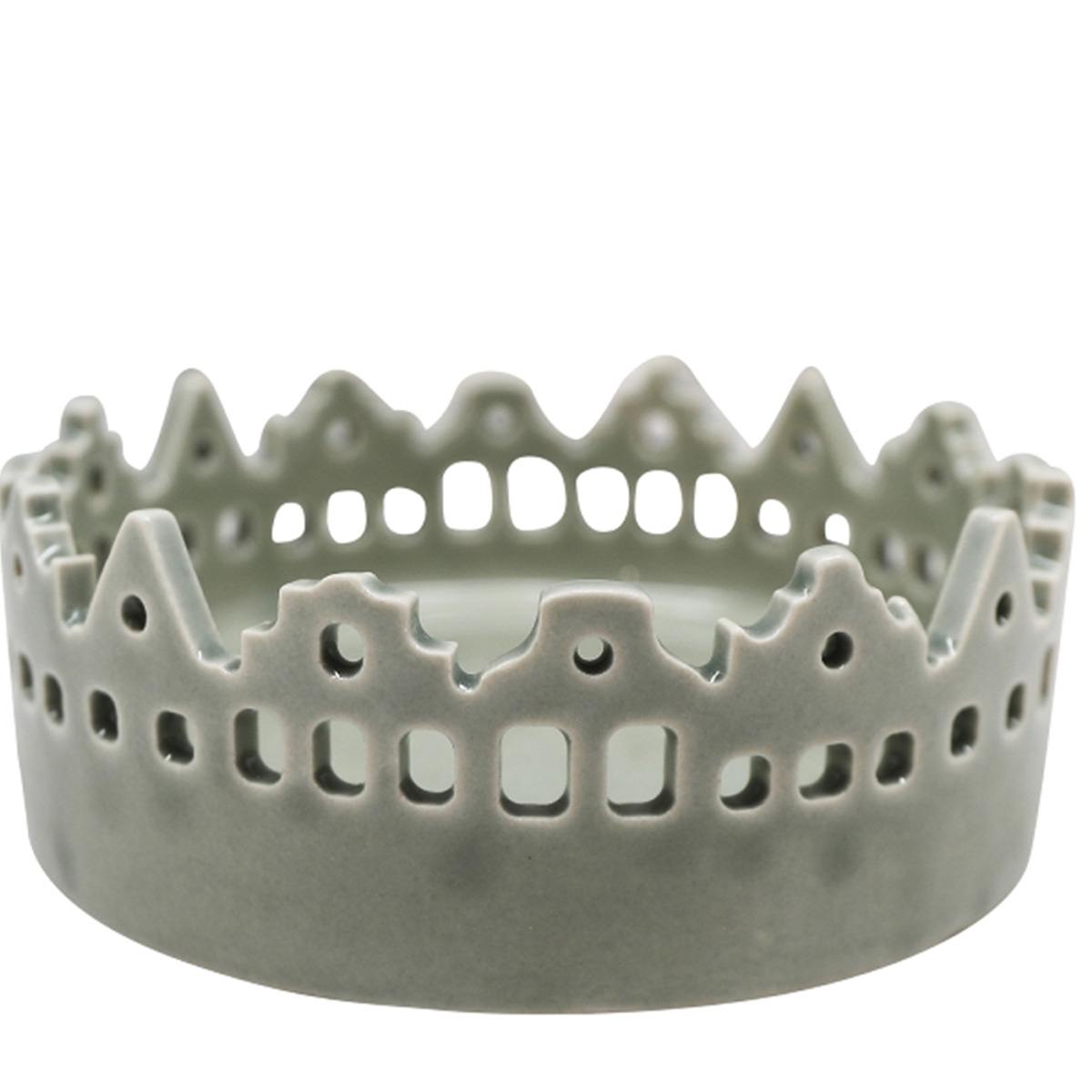 105756 Kerzenständer Häuser grau, Ø10,5cm